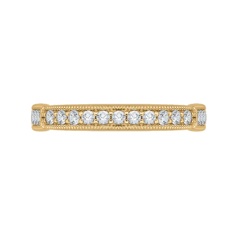 Shah Luxury 14K Yellow Gold Round and Princess Diamond Wedding Band