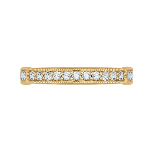 Shah Luxury 14K Yellow Gold Round and Princess Diamond Wedding Band