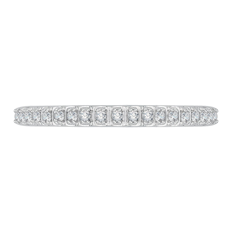Shah Luxury 14K White Gold Half-Eternity Diamond Wedding Band with Euro Shank