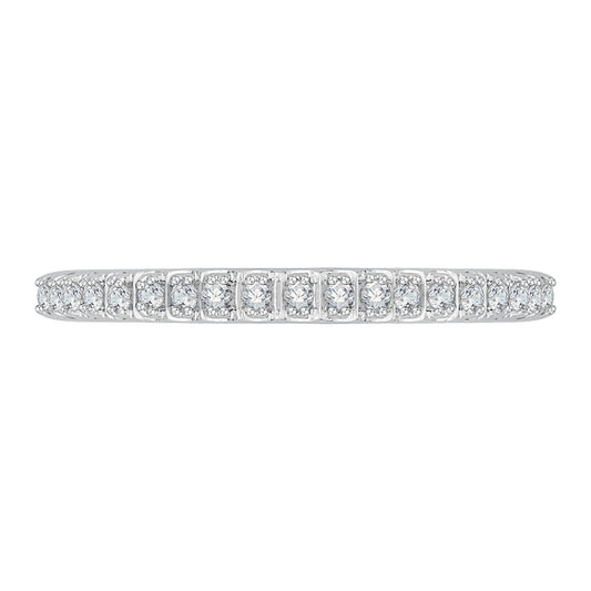 Shah Luxury 14K White Gold Half-Eternity Diamond Wedding Band with Euro Shank