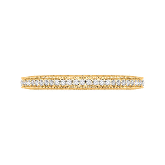 Shah Luxury 14K Yellow Gold Round Diamond Eternity Wedding Band