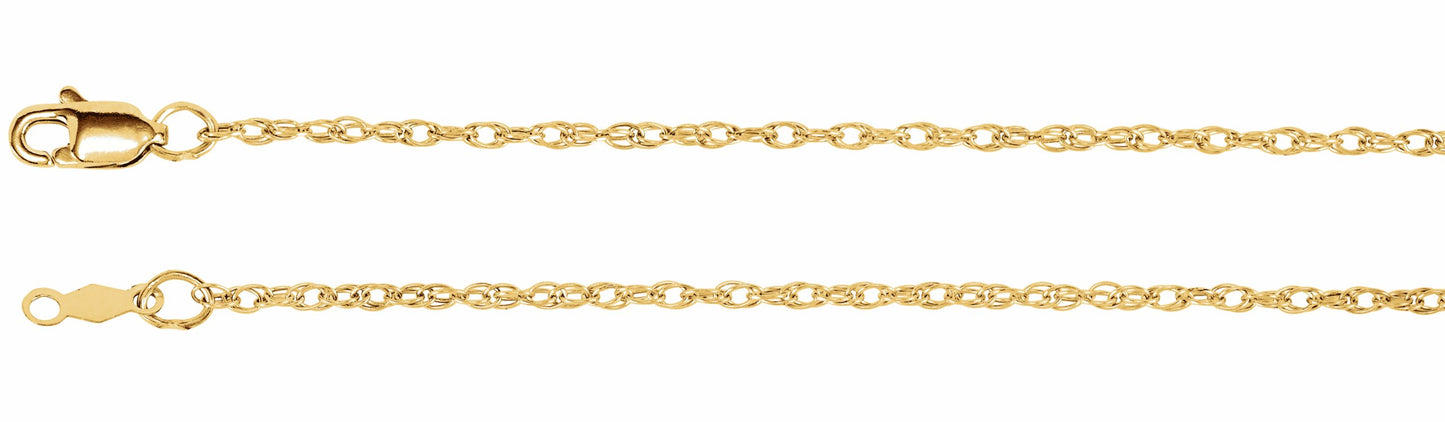 14K Yellow 1.5 mm Rope 7 Chain