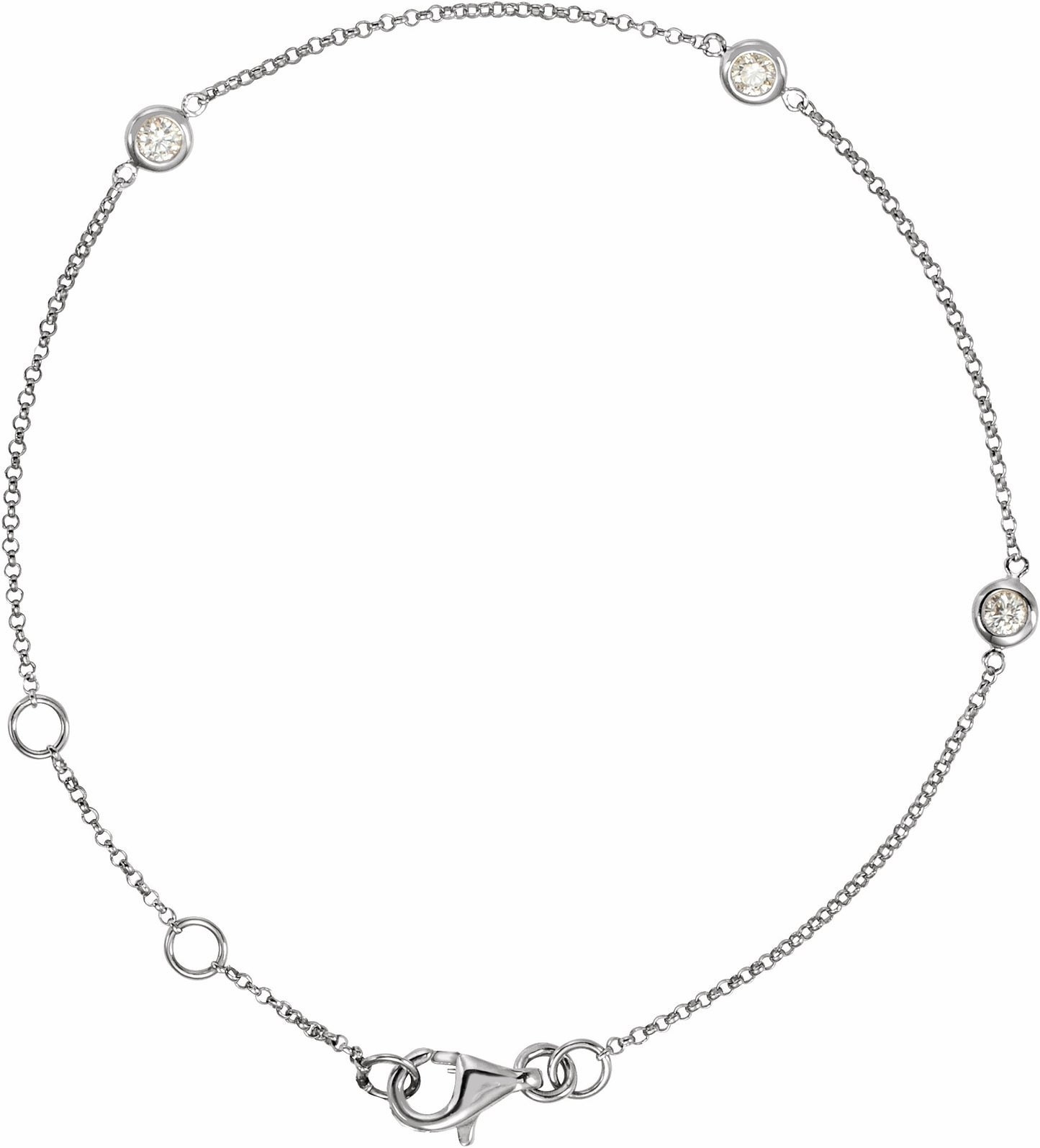 14K White 1/6 CTW Diamond Bezel-Set 3-Station 5 1/2-7 Bracelet