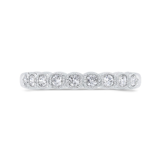Shah Luxury Round Half-Eternity Diamond Wedding Band In 14K White Gold