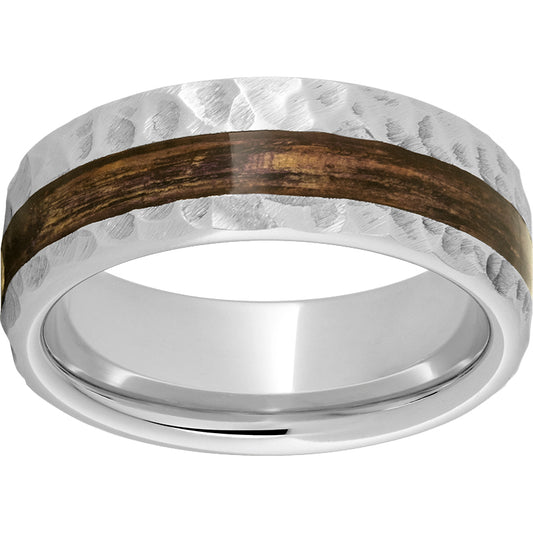 Serinium Pipe Cut Band with Off-Center Bourbon Barrel Aged Inlay and Moon Finish