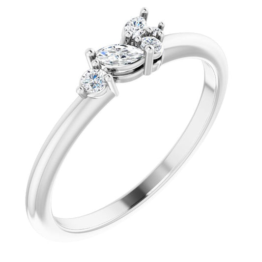 14K White 1/6 CTW Diamond Stackable Ring