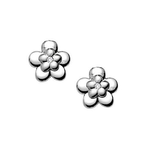 Sterling Silver Diamond Flower earrings