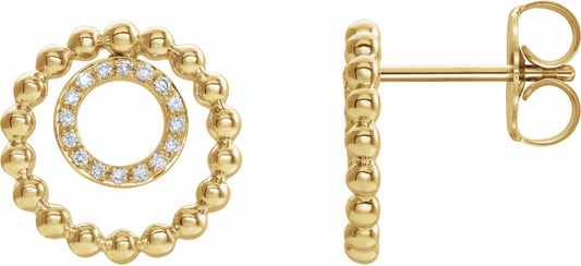 14K Yellow  1/10 CTW Diamond Beaded Circle Earrings
