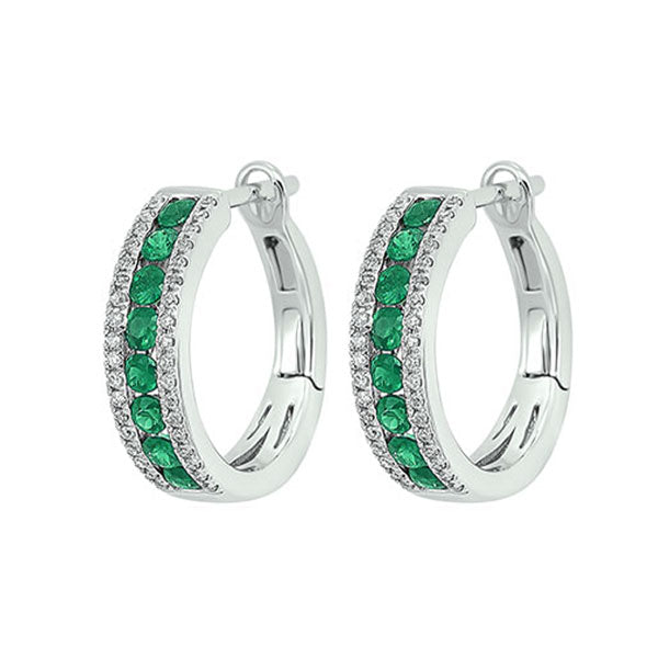Gems One 14Kt White Gold Diamond (1/6Ctw) & Emerald (7/8 Ctw) Earring