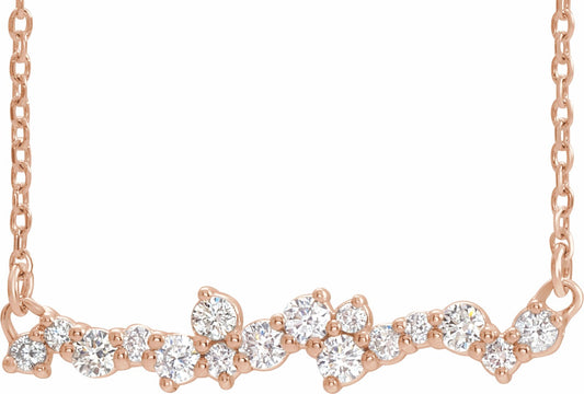 14K Rose 1/3 CTW Diamond Scattered Bar 18 Necklace