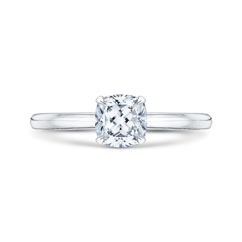 Shah Luxury 14K White Gold Cushion Cut Diamond Solitaire Engagement Ring (Semi-Mount)