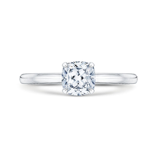 Shah Luxury 14K White Gold Cushion Cut Diamond Solitaire Engagement Ring (Semi-Mount)