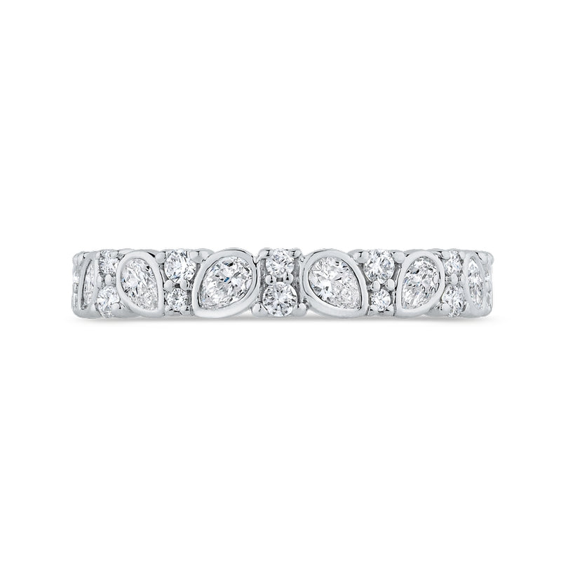 Shah Luxury 14K White Gold Round Cut Diamond Wedding Band