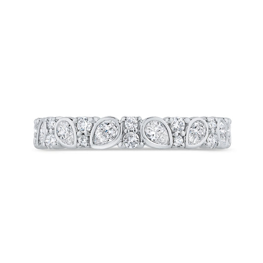 Shah Luxury 14K White Gold Round Cut Diamond Wedding Band