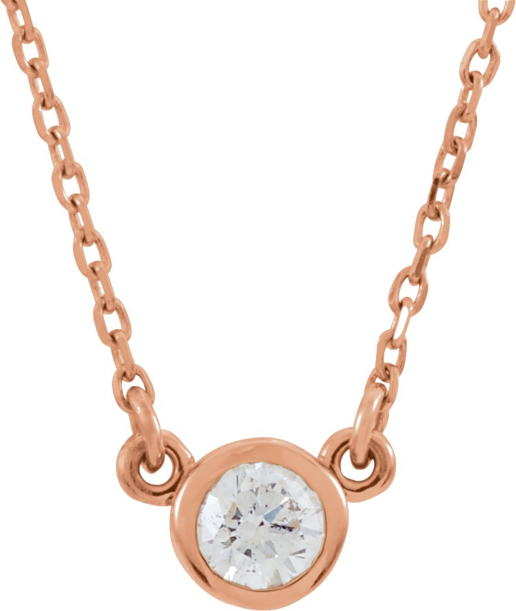 14K Rose 1/6 CT Diamond Solitaire 18 Necklace