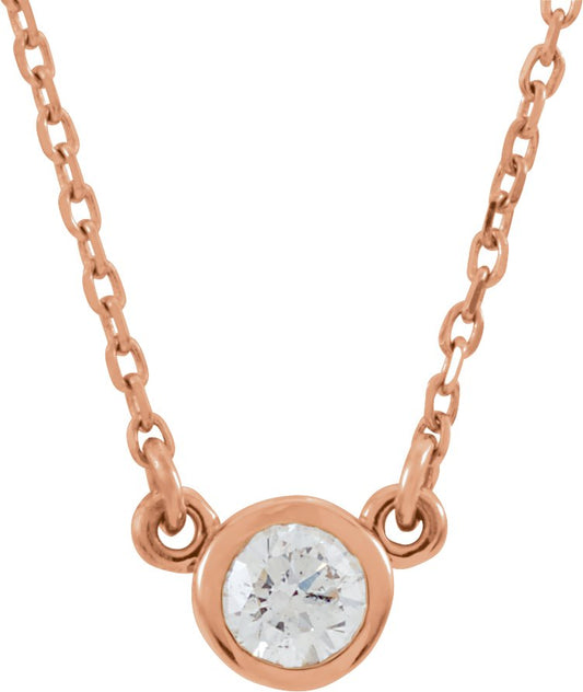 14K Rose 1/6 CT Diamond Solitaire 18 Necklace