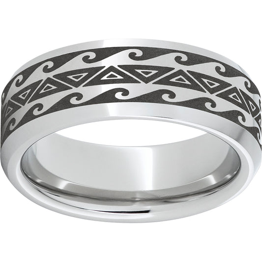 Serinium Beveled Edge Band with Oahu Laser Engraving