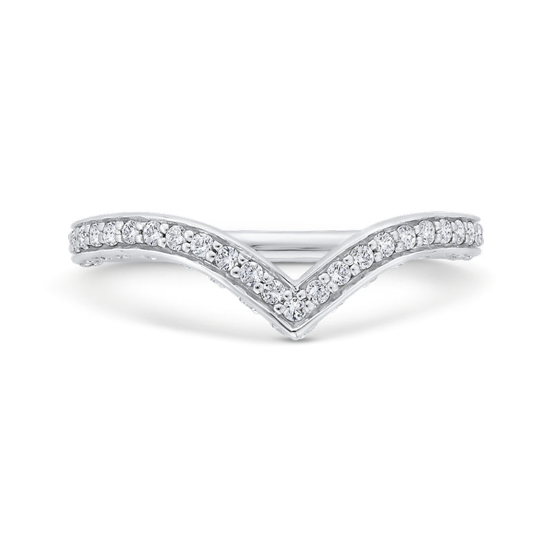 Shah Luxury 14K White Gold Round Cut Diamond Counter Wedding Band