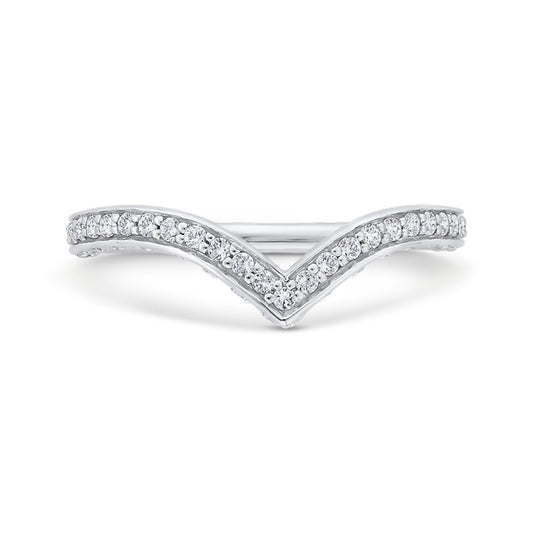 Shah Luxury 14K White Gold Round Cut Diamond Counter Wedding Band