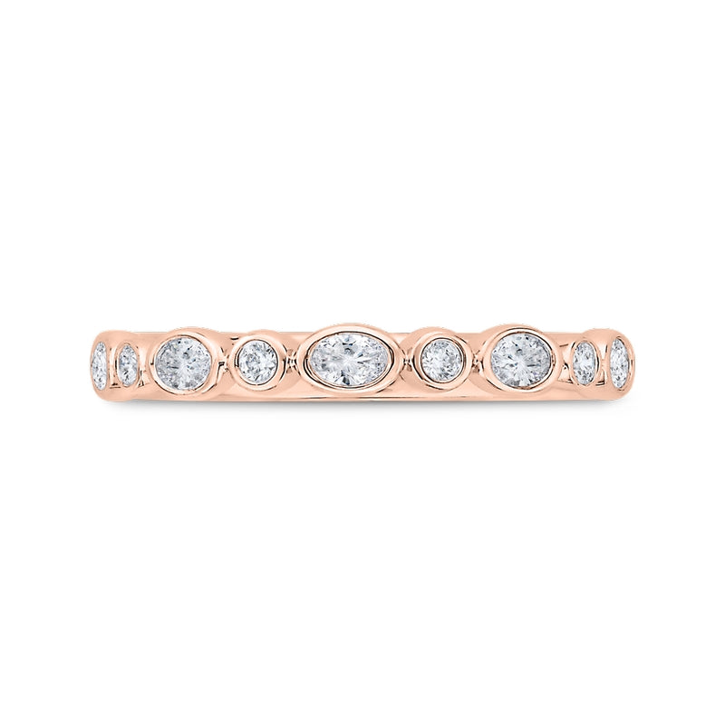 Shah Luxury 14K Rose Gold Round Diamond Wedding Band