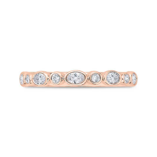 Shah Luxury 14K Rose Gold Round Diamond Wedding Band