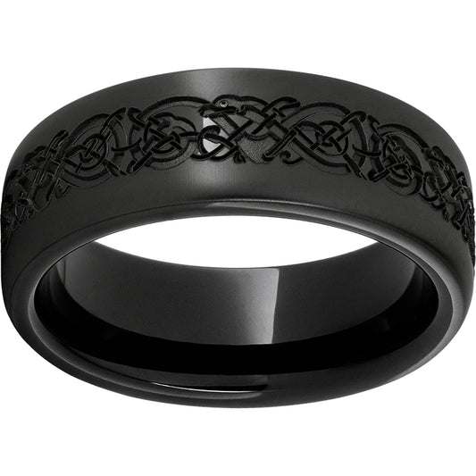 Black Diamond Ceramic Pipe Cut Band with Norseman Laser Engraving