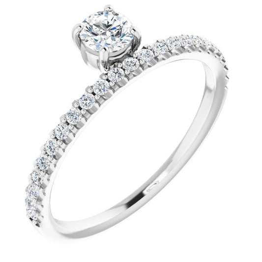 14K White 1/2 CTW Diamond Asymmetrical Stackable Ring