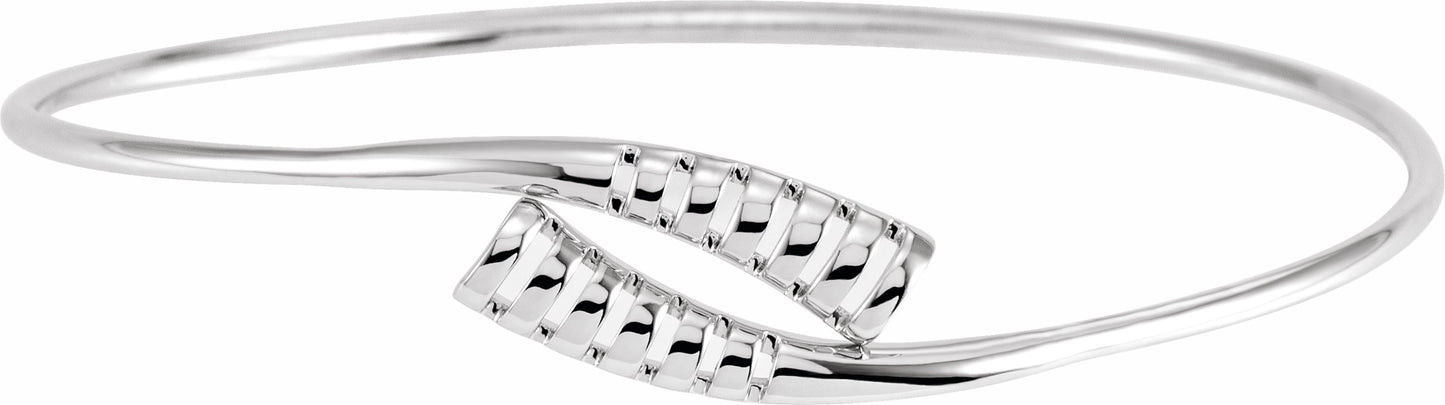 14K White 16.5 mm Bypass Bangle 7 Bracelet