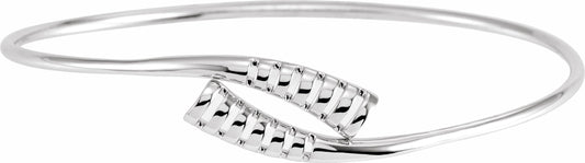 14K White 16.5 mm Bypass Bangle 7 Bracelet
