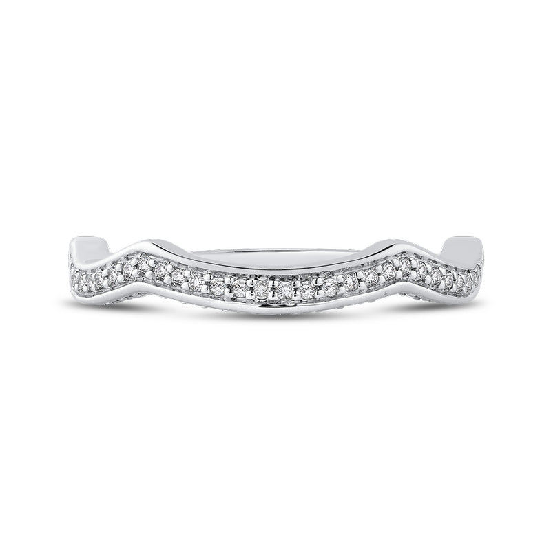 Shah Luxury 14K White Gold Round Diamond Half-Eternity Wedding Band