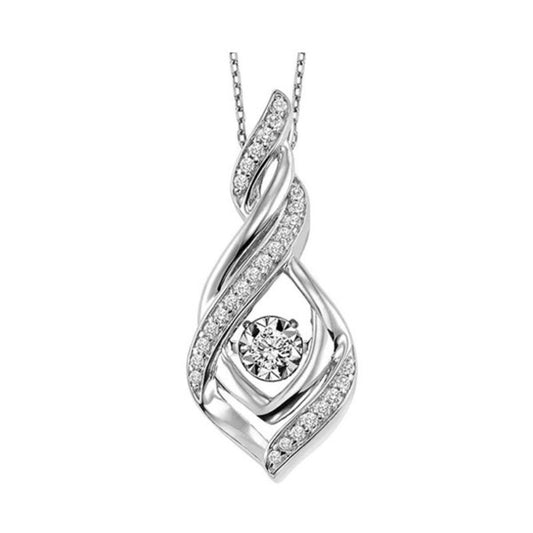 Gems One 10KT White Gold & Diamond Rhythm Of Love Neckwear Pendant  - 1/6 ctw