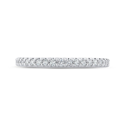 Shah Luxury 14K White Gold Half-Eternity Round Diamond Wedding Band
