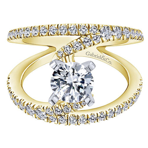 14K White and Yellow Gold 0.63ct Diamond Engagement Ring