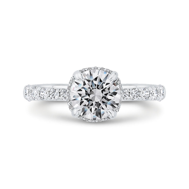 Shah Luxury 14K White Gold Round Cut Diamond Halo Engagement Ring (Semi-Mount)