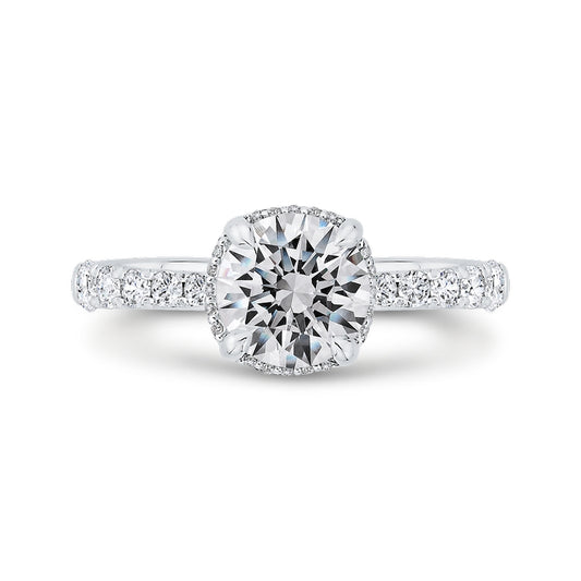 Shah Luxury 14K White Gold Round Cut Diamond Halo Engagement Ring (Semi-Mount)