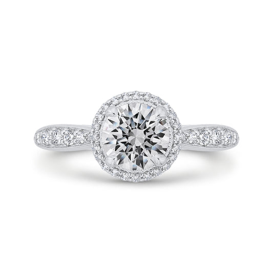Shah Luxury 14K White Gold Round Cut Diamond Halo Engagement Ring (Semi-Mount)