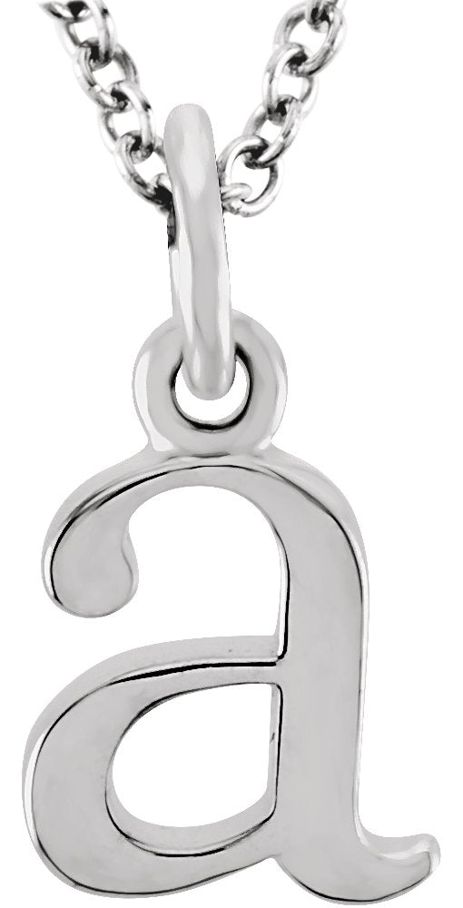 14K White Lowercase Initial a 16 Necklace