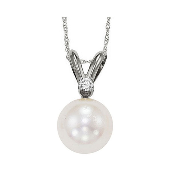 Gems One 14Kt White Gold Diamond (1/50Ctw) & Pearl (1/2 Ctw) Pendant