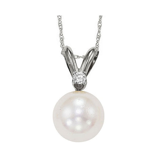 Gems One 14Kt White Gold Diamond (1/50Ctw) & Pearl (1/2 Ctw) Pendant