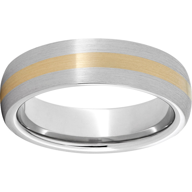 Serinium Domed Band with a 2mm 14K Yellow Gold Inlay