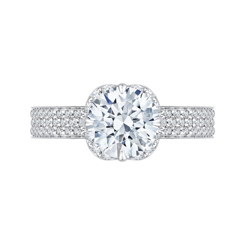Shah Luxury 14K White Gold Round Diamond Engagement Ring (Semi-Mount)