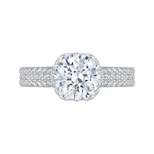 Shah Luxury 14K White Gold Round Diamond Engagement Ring (Semi-Mount)