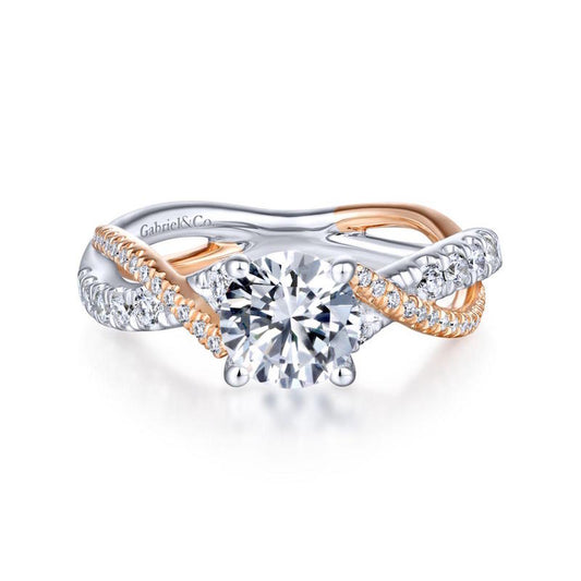 Gabriel & Co. 14k Two Tone Gold Contemporary Twisted Engagement Ring