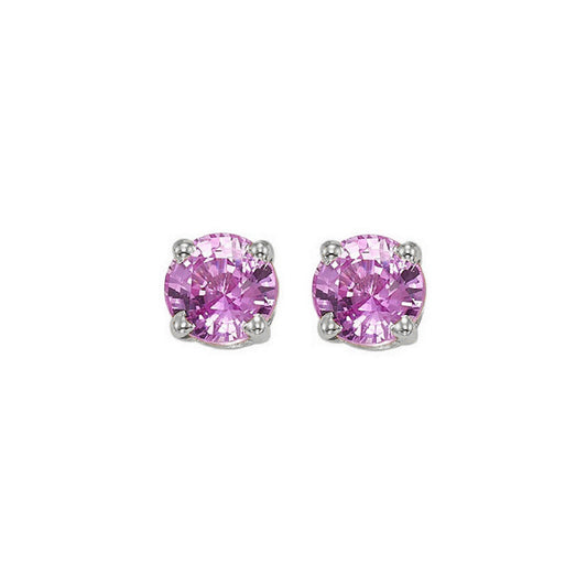 Gems One 14Kt White Gold Pink Sapphire (1 Ctw) Earring