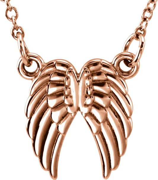 14K Rose Tiny Poshu00ae Angel Wings 16-18 Necklace