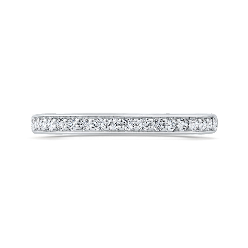 Shah Luxury 14K White Gold Round Diamond Wedding Band with Euro Shank