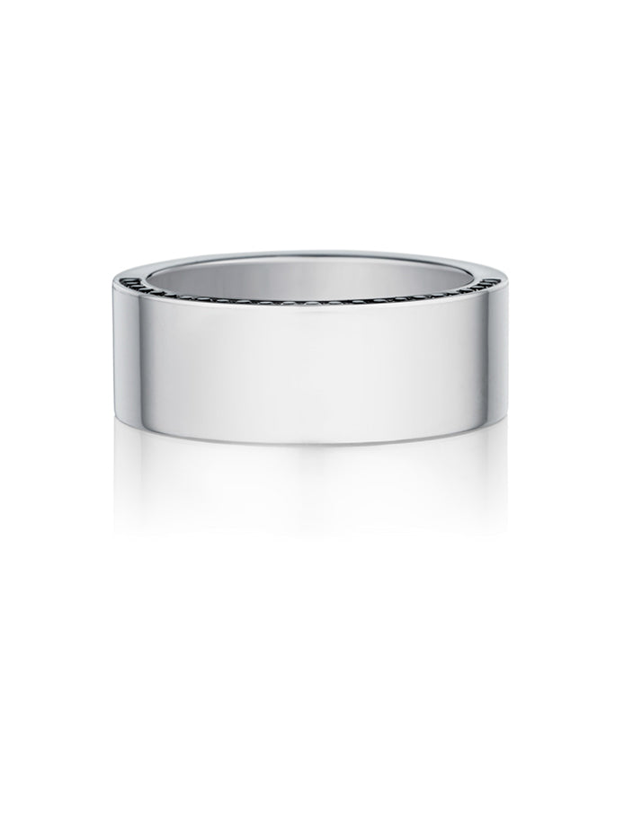 Henri Daussi 8mm Men's Wedding Band  Platinum White 0.40 Ctw.