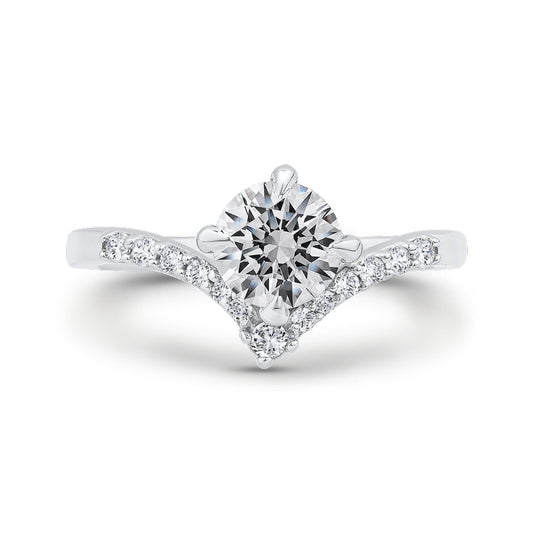 Shah Luxury 14K White Gold Round Cut Diamond Engagement Ring (Semi-Mount)
