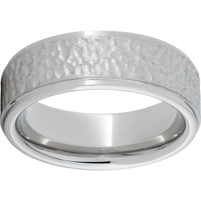 Serinium Flat Band with Grooved Edges and Hammer Finish