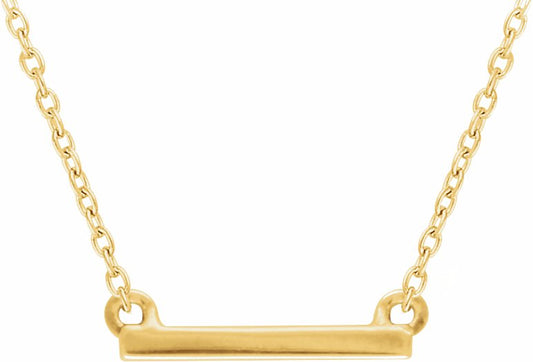 14K Yellow 18x1.5 mm Petite Bar 16-18 Necklace